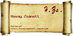 Havay Zsanett névjegykártya